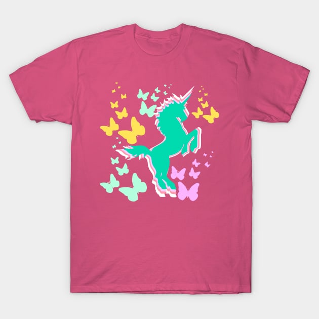 Unicorn and Butterflies T-Shirt by TheDaintyTaurus